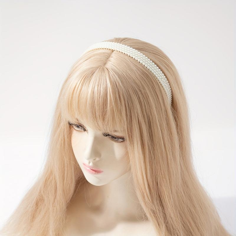 2pcs Faux Pearl Headband Nonslip Head Hoop Hair Band