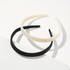 2pcs Faux Pearl Headband Nonslip Head Hoop Hair Band