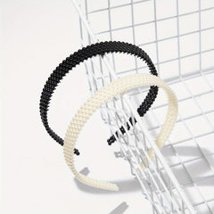 2pcs Faux Pearl Headband Nonslip Head Hoop Hair Band