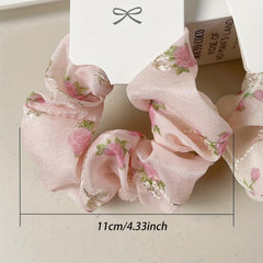 Floral Print Scrunchies Hair Tie Silky Hair Rope Hair Accessories