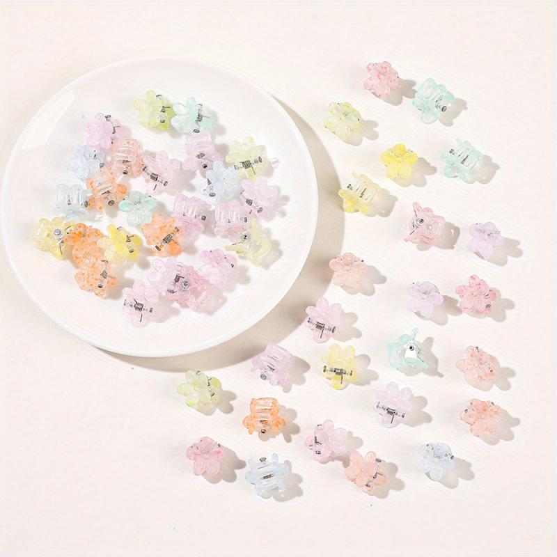 50pcs Cartoon Flower Hair Claw Clip Solid Banana Clip