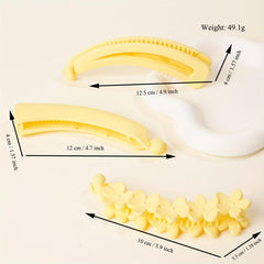 3pcs Lemon Yellow Banana Clips Hair Accessories