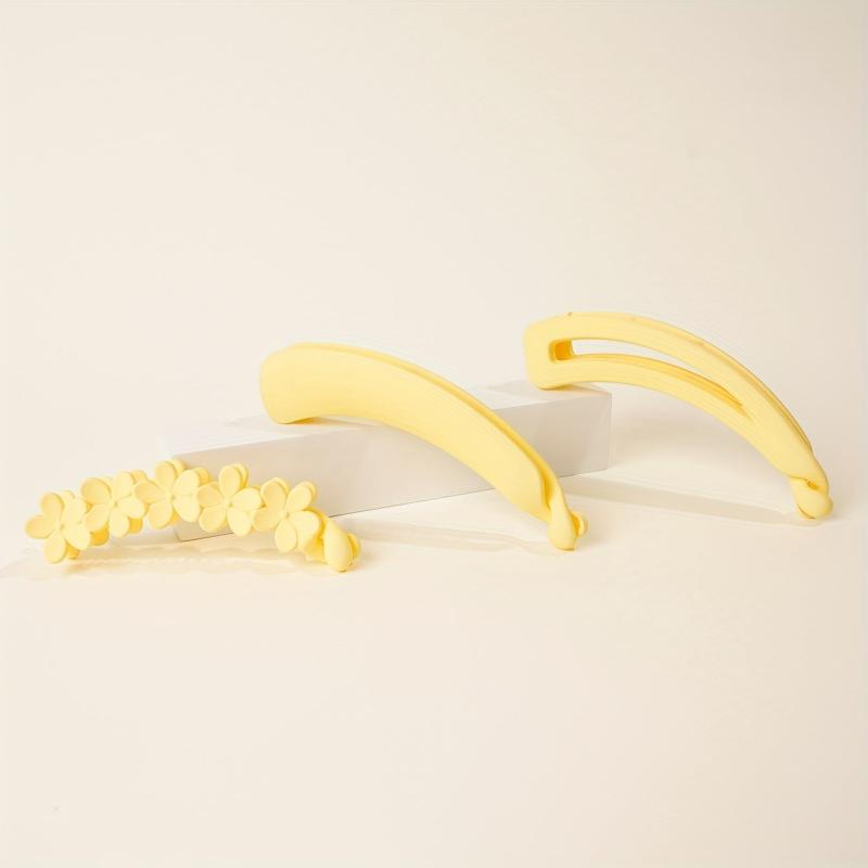 3pcs Lemon Yellow Banana Clips Hair Accessories