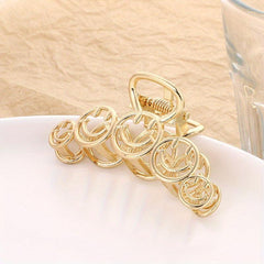 Vintage Smile Face Hair Claw Clip Strong Hold Alloy Hair Claw
