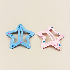 10pcs Sweet Snap Clip Star Shaped Hair Claw Metal Candy Hair Clip