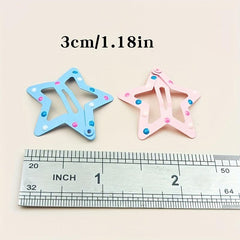 10pcs Sweet Snap Clip Star Shaped Hair Claw Metal Candy Hair Clip