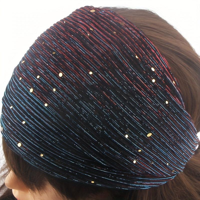 Sequins Wide Headband African Head Wrap Boho Turban Elastic Hair Band