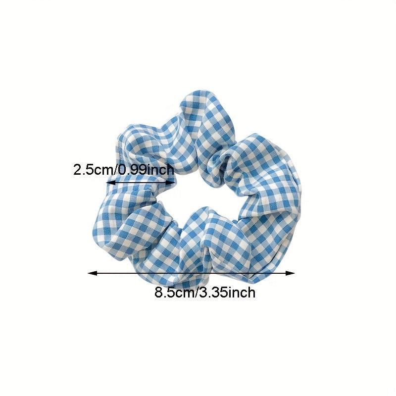 6pcs Large Plaid Scrunchie Hair Tie Vintage Hair Rope Female Accessories