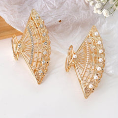 Faux Pearl Fan Hair Clip Rhinestone Headdress Clip Hairpin