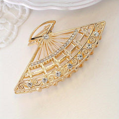 Faux Pearl Fan Hair Clip Rhinestone Headdress Clip Hairpin
