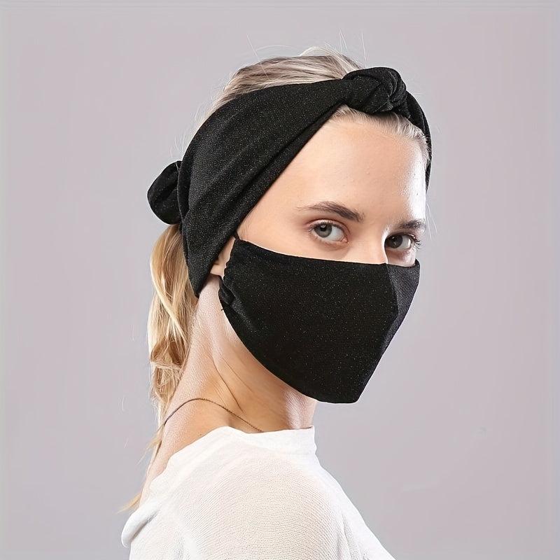 Leopard Headband Scrunchies Set with Free Mask - Women Hair Accessories