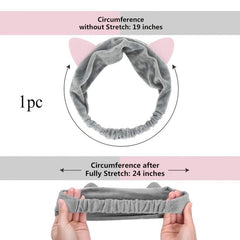 Cat Ears Spa Facial Headband Slip Elastic Face Washing Hair Band Soft Fabric
