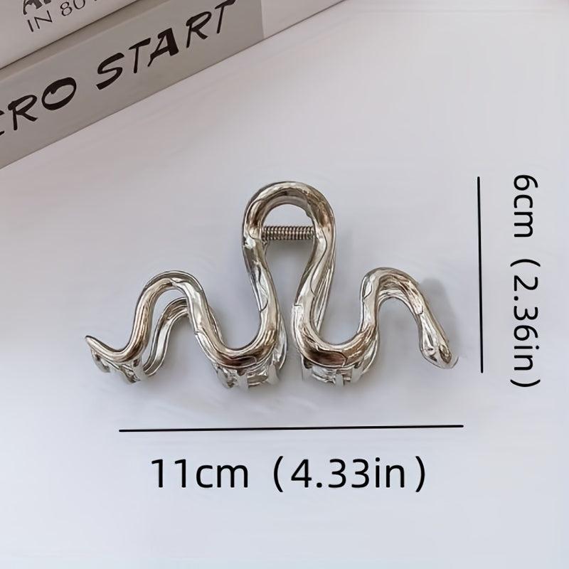 3pcs Metal Wave Hair Claw Large Back Head Shark Claw Headwear Hair Accessories