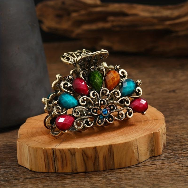 Vintage Crystal Hair Clip Alloy Hair Claw Head Jewelry Hair Accessories