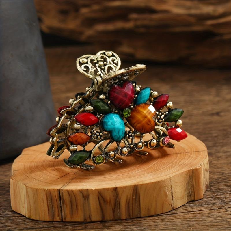 Vintage Crystal Hair Clip Alloy Hair Claw Head Jewelry Hair Accessories