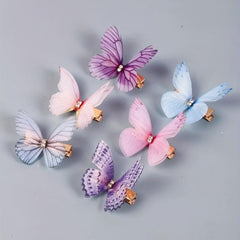 6pc Butterfly Decor Hair Clips, Double Layer Butterfly Hair Clips