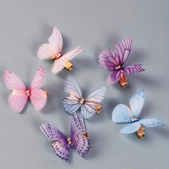 6pc Butterfly Decor Hair Clips, Double Layer Butterfly Hair Clips