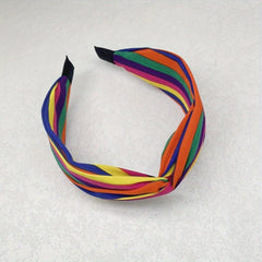 Boho Striped Rainbow Headband Knotted Hair Band Hippie Style Hair Accessories