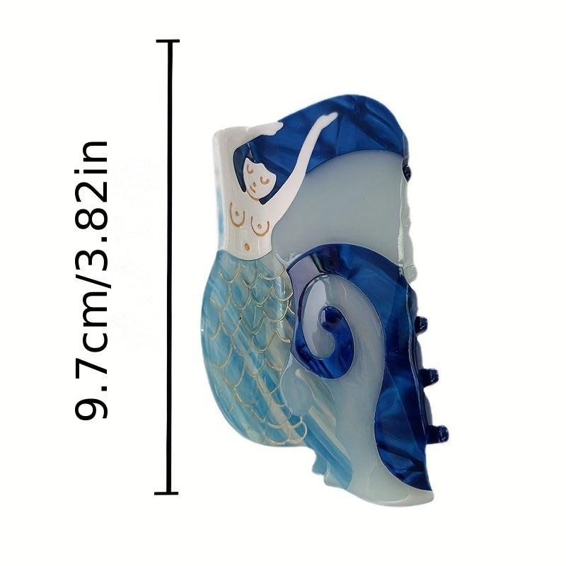 Mermaid Sea Pattern Hair Claw Sweet Ponytail Holder For Women Girls
