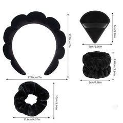 7pcs Soft Hair Accessories For Spa Puffy Headband Comfy Scrunchies Wristband