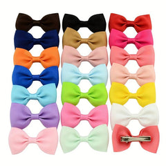 20pcs Baby Girl Bow Hair Clip Solid Bowknot Duck Billed Side Hair Accessories