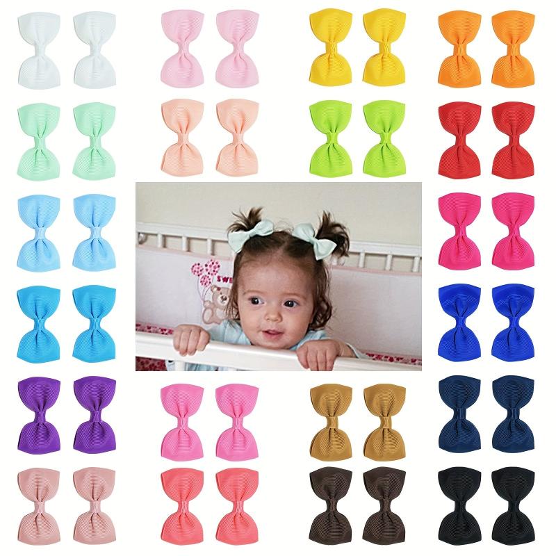 20pcs Baby Girl Bow Hair Clip Solid Bowknot Duck Billed Side Hair Accessories