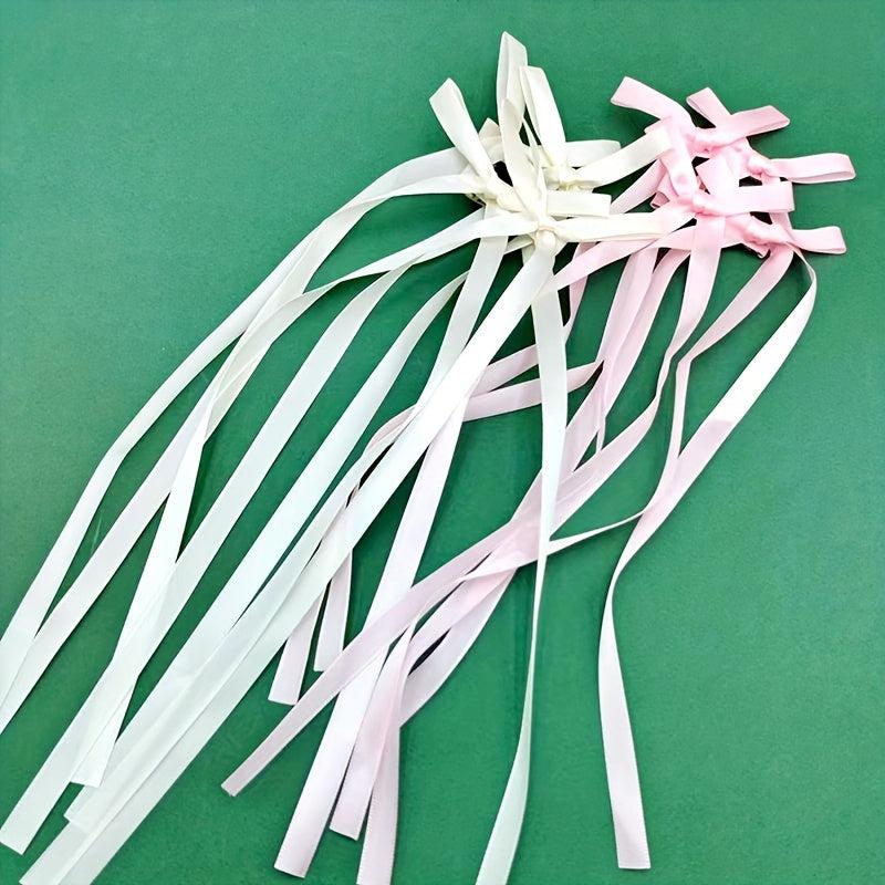 4 Pcs Braided Hair Ribbons Bow Hair Clip Ponytails Streamers