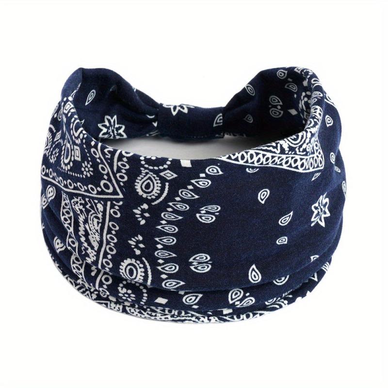 Hobo Headband Paisley Print Stretchy Headdress for Fitness Sports Yoga Women