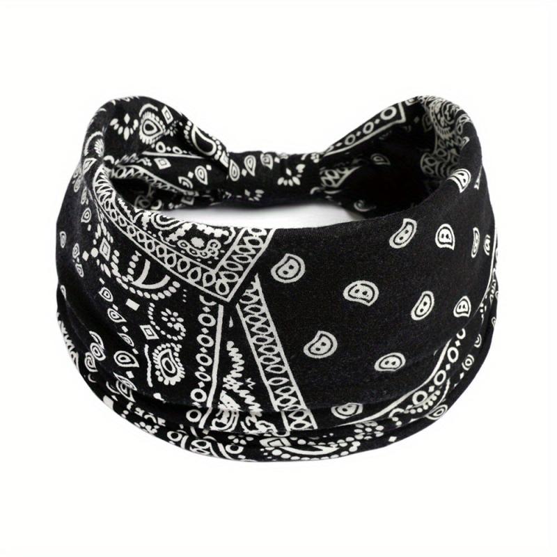 Hobo Headband Paisley Print Stretchy Headdress for Fitness Sports Yoga Women