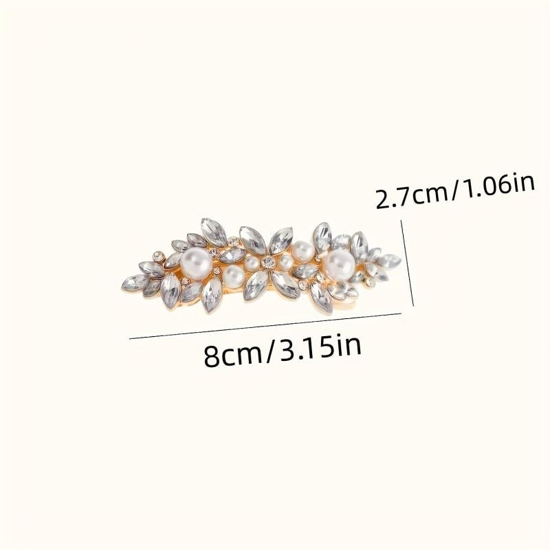 Rhinestone Pearl Hair Clip French Barrette Hair Accessory