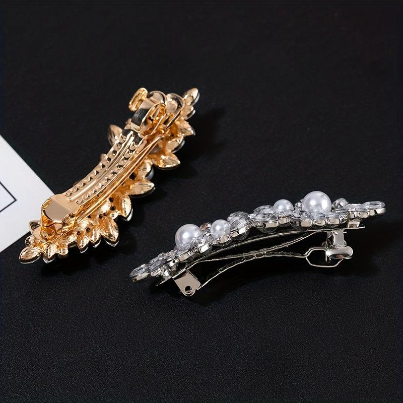 Rhinestone Pearl Hair Clip French Barrette Hair Accessory