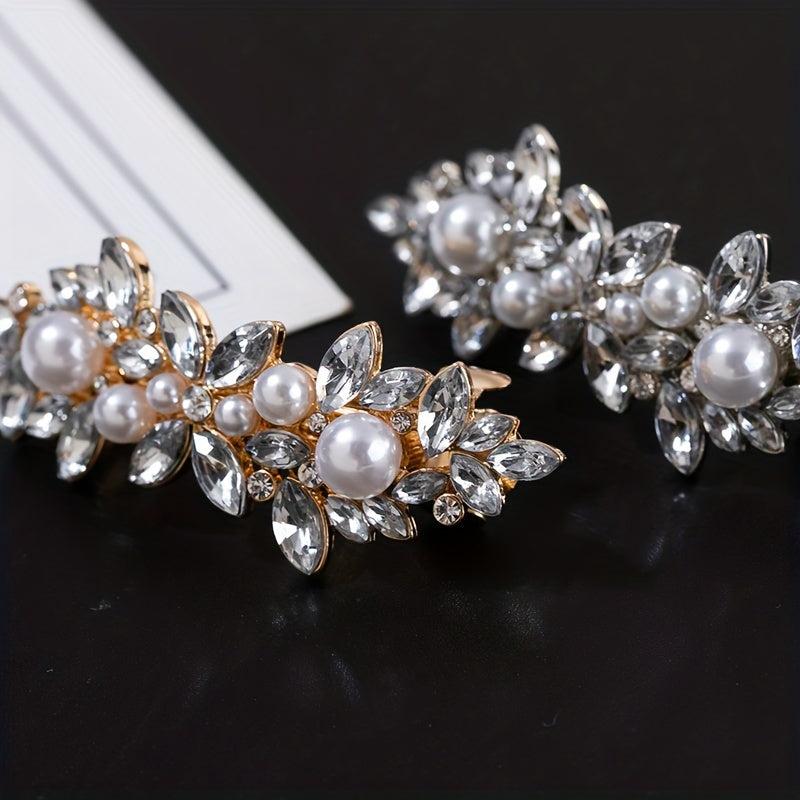 Rhinestone Pearl Hair Clip French Barrette Hair Accessory