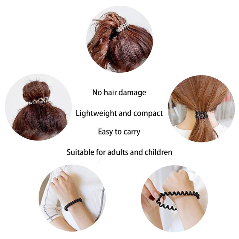17pcs Spiral Hair Tie Waterproof Coil Hair Elastic Ponytail Holder Hair Accessor