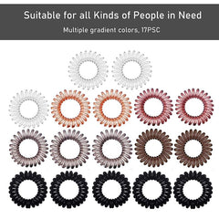 17pcs Spiral Hair Tie Waterproof Coil Hair Elastic Ponytail Holder Hair Accessor