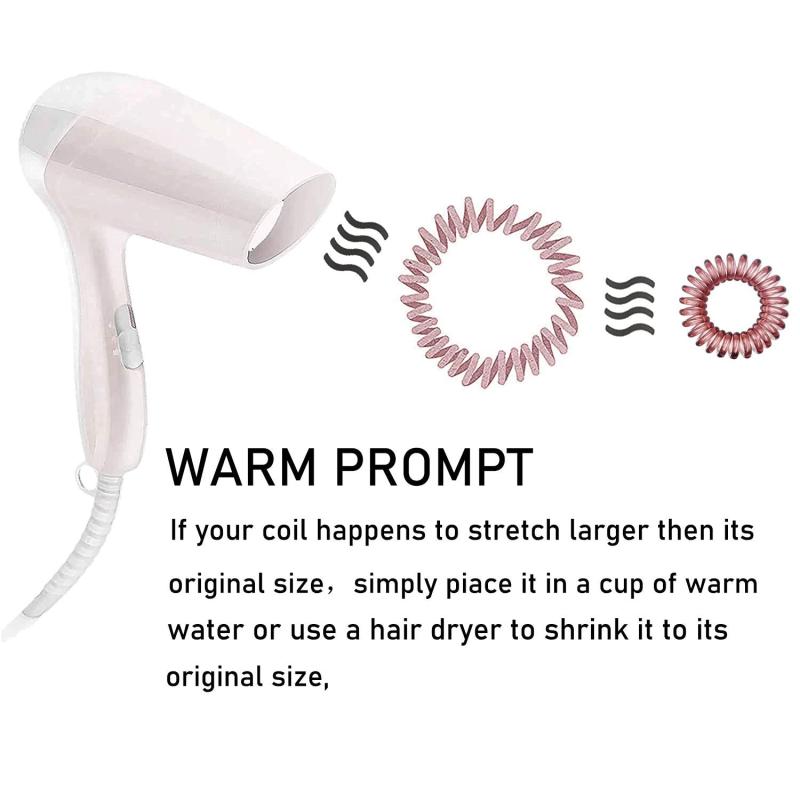 17pcs Spiral Hair Tie Waterproof Coil Hair Elastic Ponytail Holder Hair Accessor
