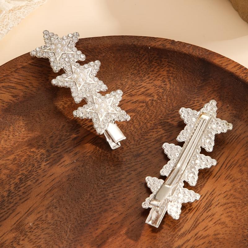 Rhinestone Pearl Star Hair Clip Y2K Barrette Hair Accessories