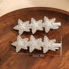 Rhinestone Pearl Star Hair Clip Y2K Barrette Hair Accessories