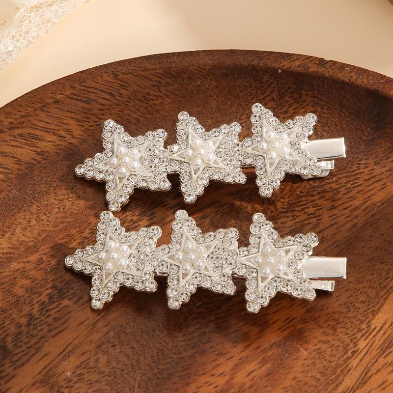 Rhinestone Pearl Star Hair Clip Y2K Barrette Hair Accessories