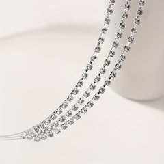 Three Layered Rhinestone Headband Metal Head Hoop Bridal Headdress