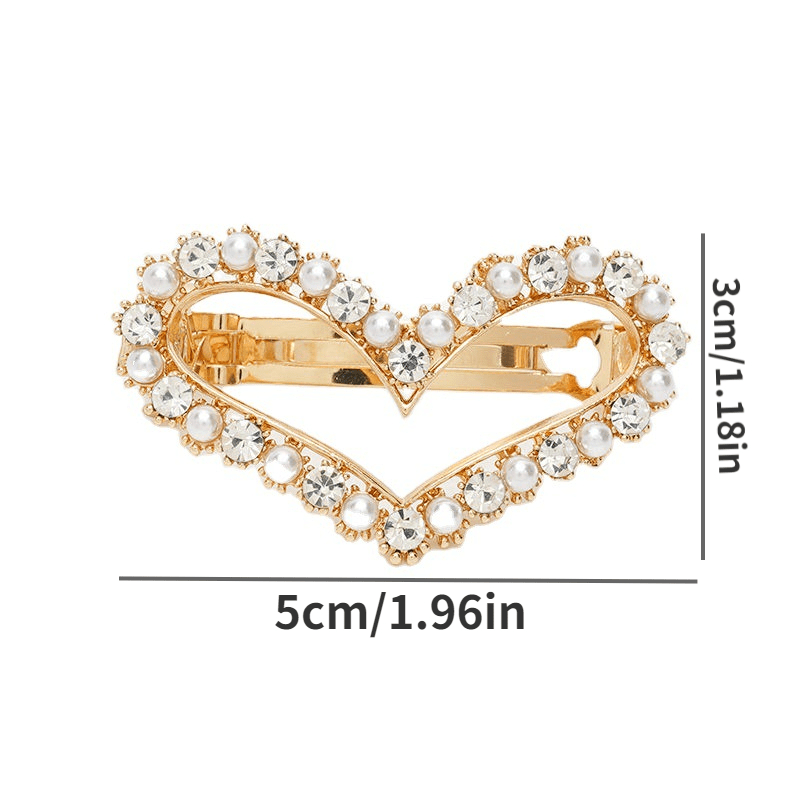 Heart Shape Rhinestone Faux Pearl Side Clip Head Jewelry