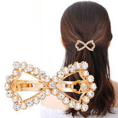 Heart Shape Rhinestone Faux Pearl Side Clip Head Jewelry