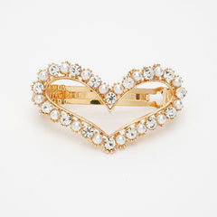 Heart Shape Rhinestone Faux Pearl Side Clip Head Jewelry
