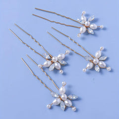 4pcs Faux Pearl Rhinestone Bridal Hairpin Wedding Hair Accessories