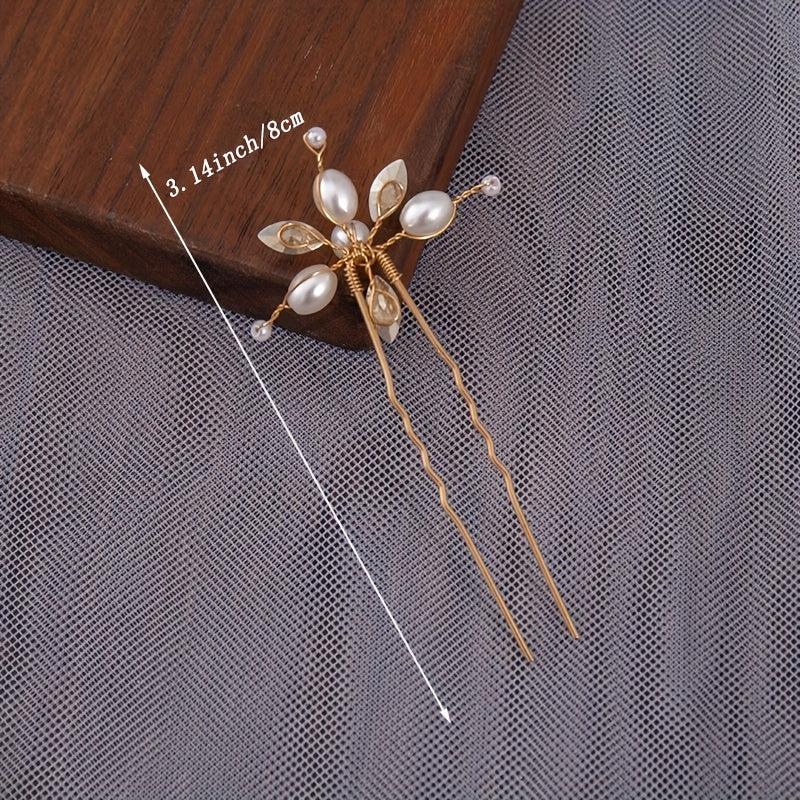 4pcs Faux Pearl Rhinestone Bridal Hairpin Wedding Hair Accessories