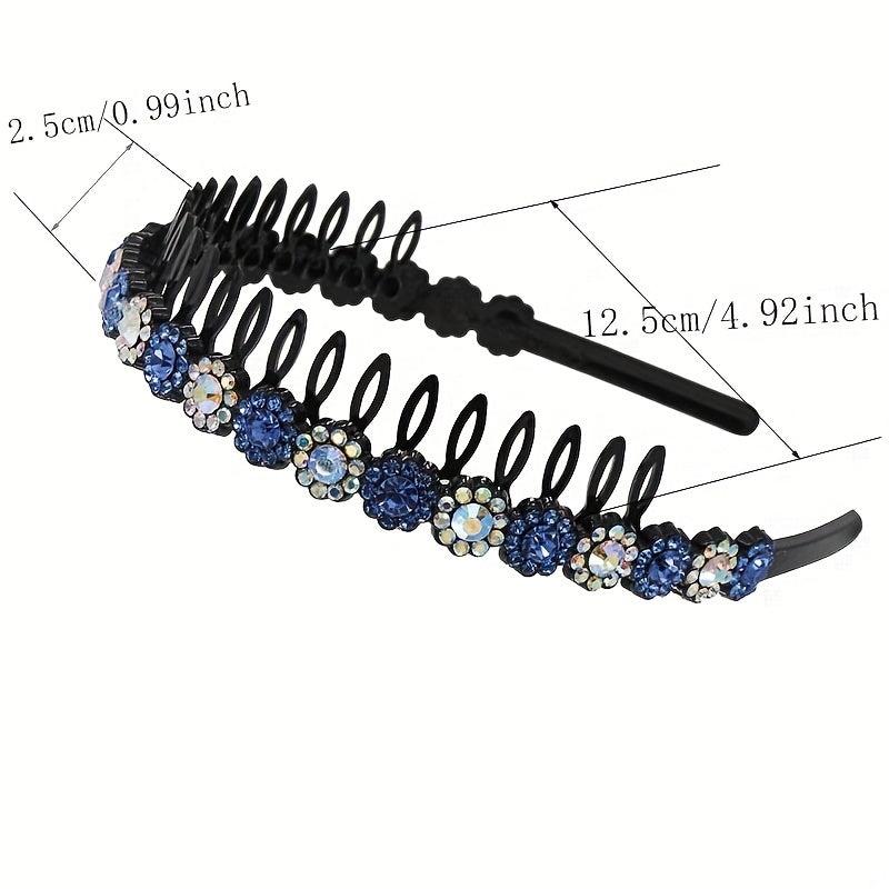 Colorful Rhinestone Flower Tooth Headband for Skincare and Makeup