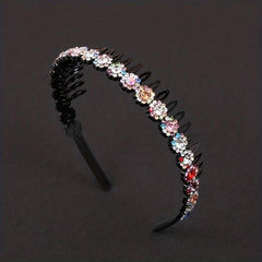 Colorful Rhinestone Flower Tooth Headband for Skincare and Makeup