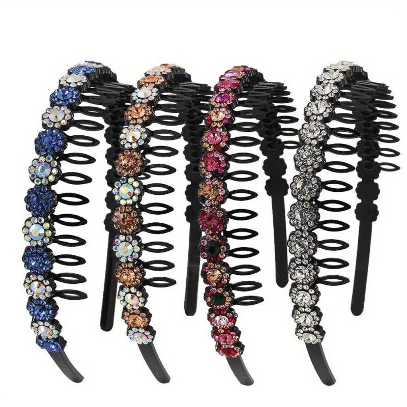 Colorful Rhinestone Flower Tooth Headband for Skincare and Makeup