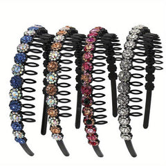 Colorful Rhinestone Flower Tooth Headband for Skincare and Makeup