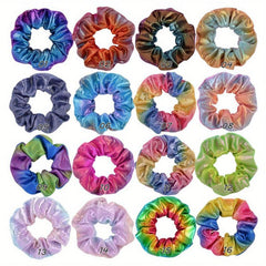 16pcs Large Glitter Scrunchie Y2K Hair Rope Holographic Female Hair Accessories