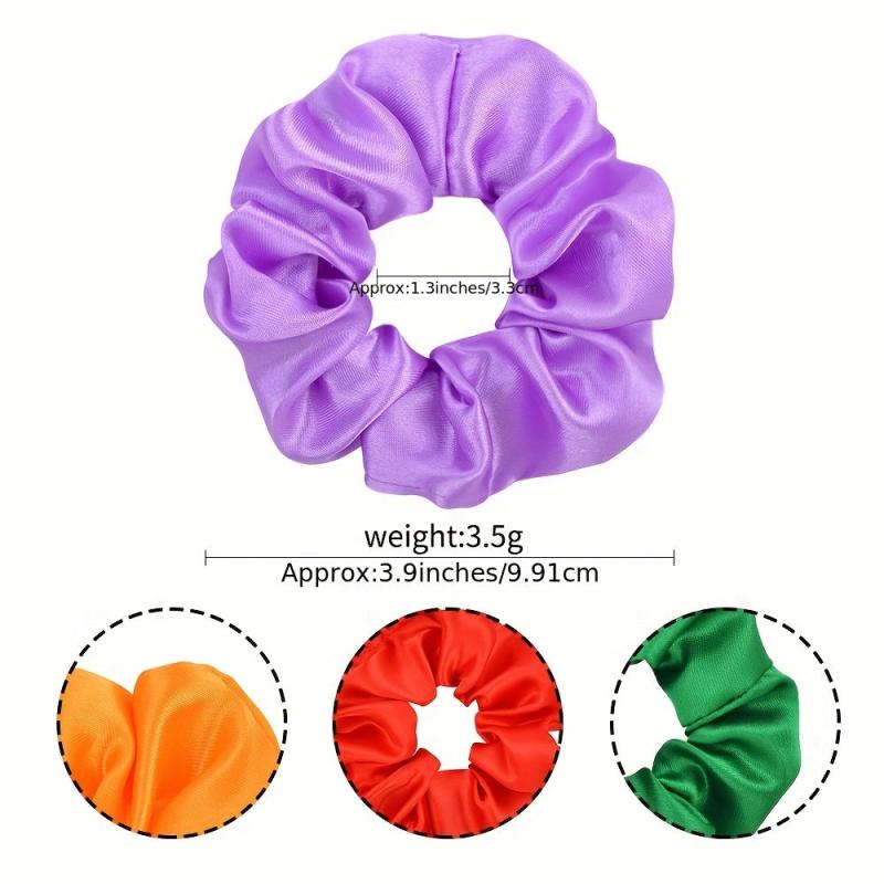 6pc Large Satin Scrunchie Hair Tie Solid Silky Hair Rope Female Hair Accessories